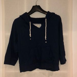 Cropped Navy Hoodie